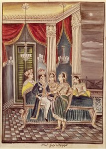 Nasir Ud-Din Haidar (1827-1873) König von Oudh in seinem Palast, 1845