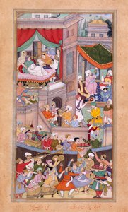Astrologen erstellen Horoskope während der Feierlichkeiten zur Geburt von Timur (1336) von Surdas Gujarati