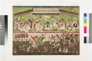 Raghuji Bhonsle II leitet eine Militärparade, ca. 1790 von Indian School