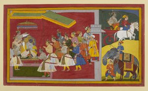 Rama verabschiedet sich von seinen Verbündeten, als seine goldene Herrschaft, Ram-rajya, beginnt