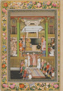Shah Jahan ehrt die religiöse Orthodoxie, Seite aus dem St. Petersburger Album, ca. 1635