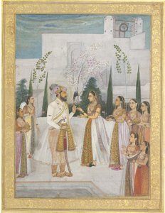 Shah Jahan präsentiert einer Prinzessin Juwelen von Indian School