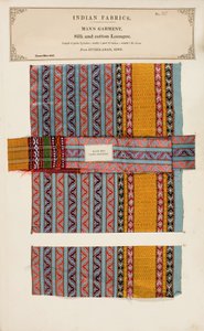 Seiden- und Baumwoll-Loongee-Probe aus Hyderabad in Sind, aus The Collection of the Textile Manufacturers of India, von John Forbes Watson, veröffentlicht 1866