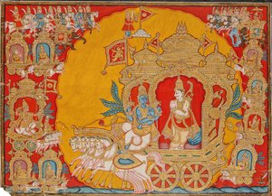 Die Schlacht von Kurukshetra, aus Mysore, Indien, 1800-25