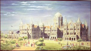Der Chatrapati Shivaji Terminus Bahnhof, Mumbai, Indien, 1900 (Körperfarbe auf Papier)