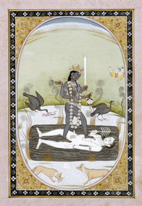 Die Göttin Kali dargestellt in einer Kangra-Malerei, Himachal Pradesh, ca. 1820-5