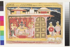 Die Verehrung von Vishnu bei der Geburt von Krishna, vor 1560 von Indian School