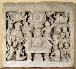 Die Verehrung der buddhistischen Symbole, Amaravati von Indian School