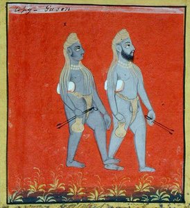 Zwei Gosains, religiöse Bettler, Udaipur (Detail)