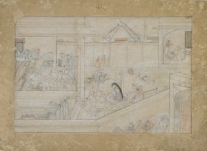 Hochzeitsvorbereitungen aus einer Naishadhicharita-Serie, Guler, Punjab-Hügel, 1775-1800
