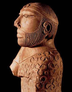 Zivilisation des Industals: Holzbüste des Priesterkönigs. Um 2000 v. Chr. Von der Website Mohenjo-Daro in Pakistan. Nationalmuseum von Pakistan, Karachi.