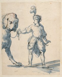 Polnischer Zwerg führt einen Hund