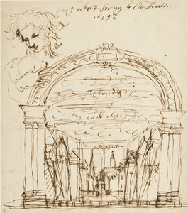 Szene aus einem unbekannten Stück im Cockpit-in-Court von Inigo Jones