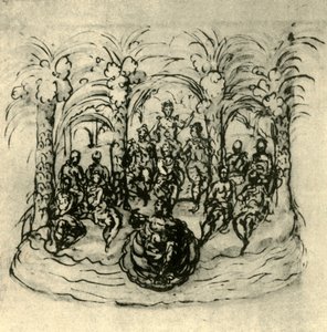 Der maritime Wagen mit der Königin und Masken