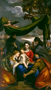Jungfrau und Kind mit den Heiligen Maria Magdalena, Peter, Klara, Franziskus und einer Äbtissin, ca. 1600