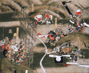Schirm der Schlacht von Nagashino 1575, Osaka Schlossmuseum, 2005 (Foto) von Ira Block