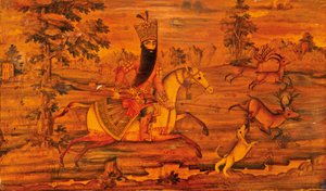 Detail eines Qajar-Kästchens von Iranian School