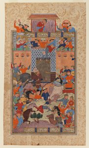Folio aus einem Shahnameh: Die Iraner erobern Afrasiyabs Festung