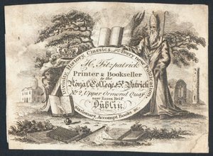 H Fitzpatrick, Drucker & Buchhändler des Royal College of Saint Patrick, Visitenkarte