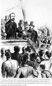 Michael Davitt spricht vor 100.000 Personen in Jones Wood, USA, aus Irish World, 5. Juni 1880