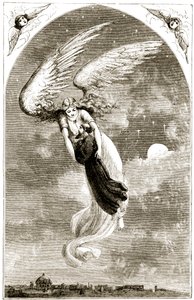 St. Patrick wird von einem Engel nach Rom getragen, aus The Trias Thaumaturga, oder Drei Wunderwirkende Heilige von Irland, von Mary Cusack (1829-99) veröffentlicht um 1890 von Irish School