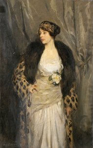 Gladys Wiles in einem Leopardenmantel (Der Leopardenmantel) von Irving Ramsay Wiles