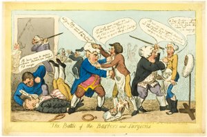 Schlacht der Barbiere und Chirurgen von Isaac Cruikshank