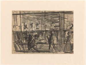 Das Schaufenster eines Hutgeschäfts auf der Nieuwendijk in Amsterdam bei Abend von Isaac Israels
