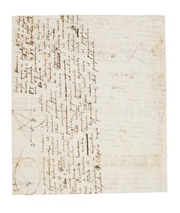 Zwei Seiten von Überarbeitungen der Principia Mathematica von Isaac Newton