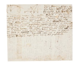 Zwei Seiten mit Überarbeitungen der Principia Mathematica von Isaac Newton