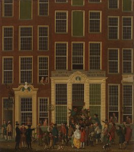 Die Buchhandlung und das Lotteriebüro von Jan de Groot in der Kalverstraat in Amsterdam