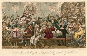 Tom und Jerry scherzen bei einem Maskenball-Supper im Opernhaus, London von Isaac, Robert and George Cruikshank