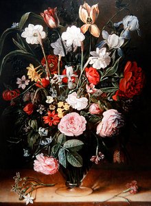 Ein Stillleben mit Tulpen und Anemonen