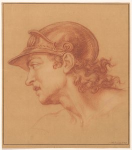 Studie eines Mannes mit Helm und Locken von Isaac Walraven