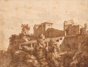 Ansicht einiger Häuser (Tivoli?) von Isaac de Moucheron