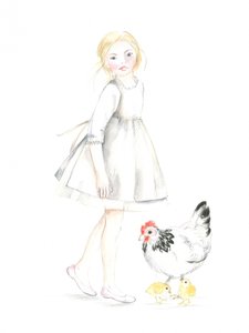 Kind mit Henne und Küken Ostern 26 von Isabelle Brent