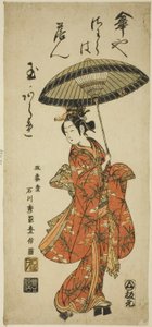 Der Schauspieler Segawa Kikunojo II mit einem Regenschirm von Ishikawa Toyonobu