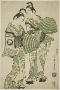 Die Schauspieler Onoe Kikugoro I und Sanogawa Ichimatsu I als Bettelmönche (komuso) von Ishikawa Toyonobu