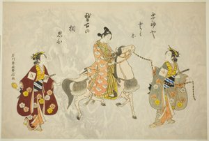 Junger Mann auf einem Pferd von Ishikawa Toyonobu