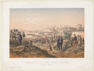 Landung der türkischen Armee in Jewpatorija unter dem Kommando von Omer Pascha, 1855