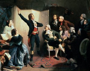Der Dichter und Komponist Claude Joseph Rouget de Lisle singt die Marseillaise, 24. April