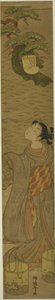 Parodie von Matsukaze, der unter Yukihiras Gewand tanzt von Isoda Koryusai