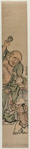 Zwei Kinder bitten Hotei um ein Juwel, ca. 1770er