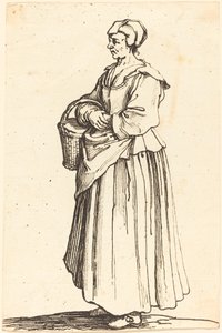 Bäuerin mit Korb, im Profil, nach links gewandt von Israel Henriet after Jacques Callot
