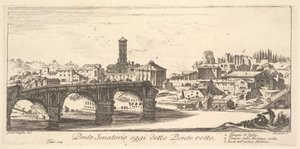 Senatorische Brücke, heute Ponte Rotto (Zerbrochene Brücke), ca. 1748 (Gravur) von Israël Silvestre