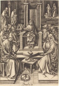 Christus unter den Schriftgelehrten, ca. 1490-1500 von Israhel van Meckenem