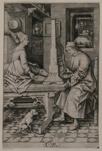 Der Orgelspieler und seine Frau, 1495-1503 von Israhel van Meckenem