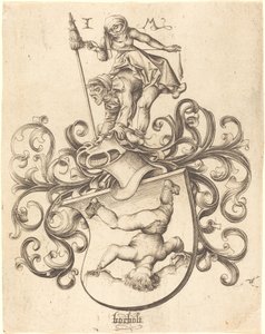 Wappen mit Purzelbaum schlagendem Jungen