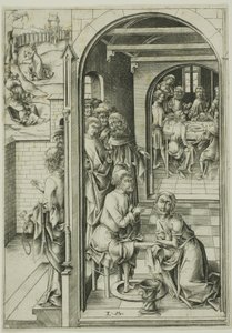 Christus wäscht die Füße der Apostel von Israhel van Meckenem the younger