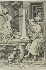 Der Orgelspieler und seine Frau von Israhel van Meckenem the younger